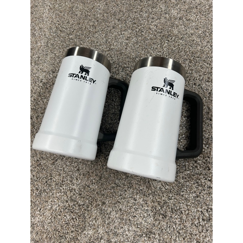 Set of 2 Stanley Adventure Big Grip Beer Stein 24oz Polar White Stainless Steel